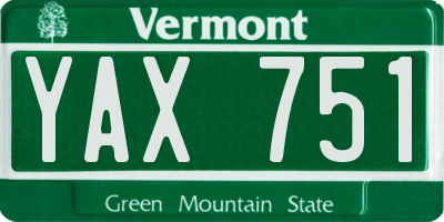 VT license plate YAX751
