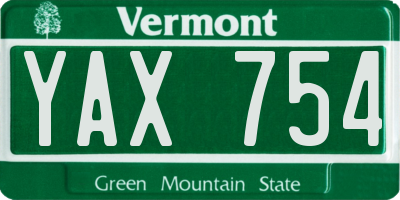 VT license plate YAX754