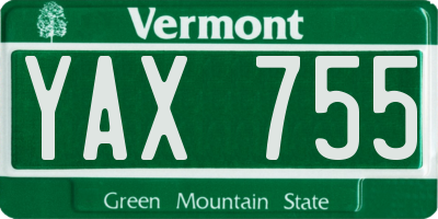 VT license plate YAX755