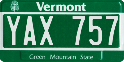 VT license plate YAX757