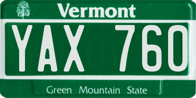 VT license plate YAX760