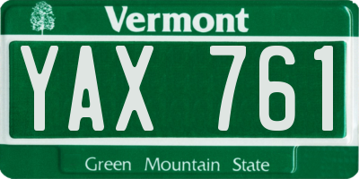 VT license plate YAX761