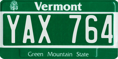 VT license plate YAX764