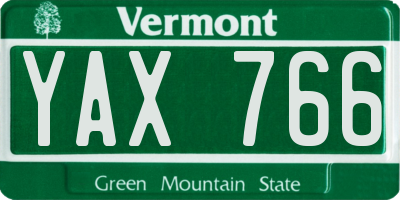 VT license plate YAX766