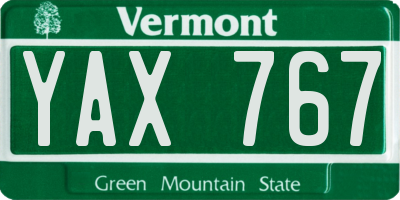 VT license plate YAX767
