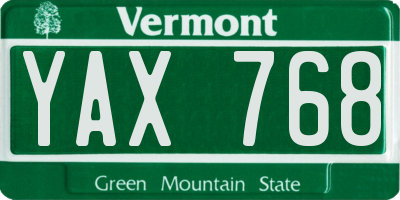 VT license plate YAX768