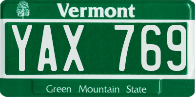 VT license plate YAX769