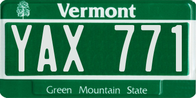 VT license plate YAX771