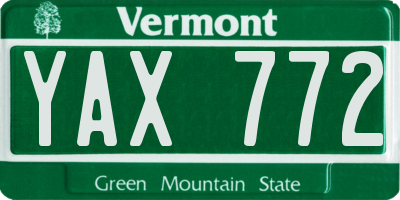 VT license plate YAX772