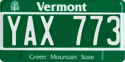 VT license plate YAX773