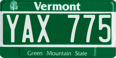 VT license plate YAX775