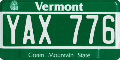 VT license plate YAX776