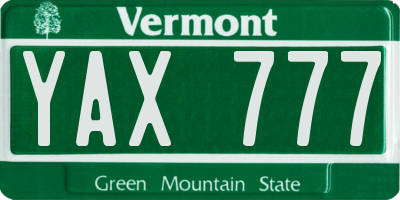 VT license plate YAX777