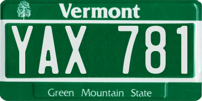 VT license plate YAX781