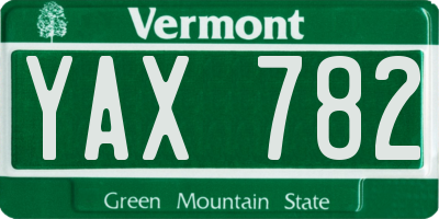 VT license plate YAX782