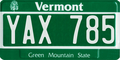 VT license plate YAX785