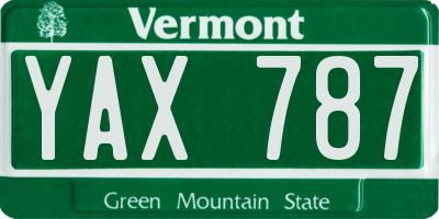 VT license plate YAX787