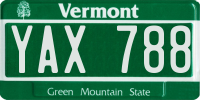 VT license plate YAX788