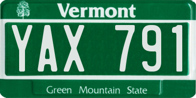 VT license plate YAX791