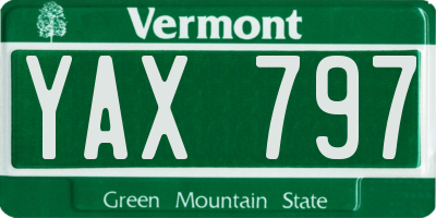 VT license plate YAX797