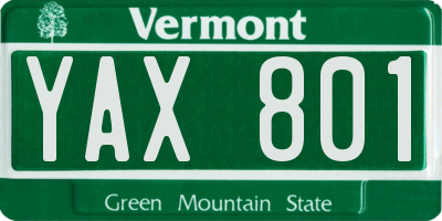 VT license plate YAX801