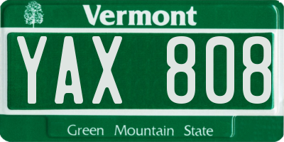 VT license plate YAX808