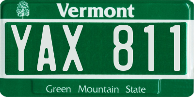 VT license plate YAX811