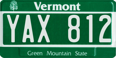 VT license plate YAX812
