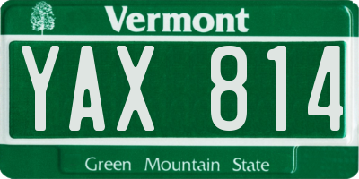 VT license plate YAX814