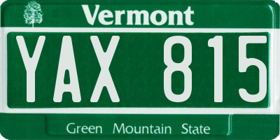 VT license plate YAX815