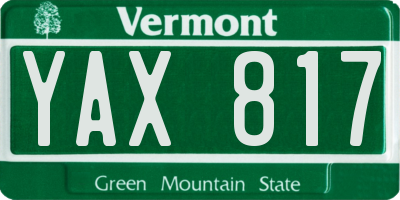 VT license plate YAX817