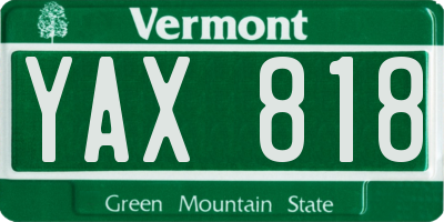 VT license plate YAX818