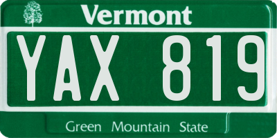 VT license plate YAX819