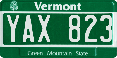 VT license plate YAX823
