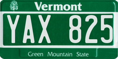 VT license plate YAX825