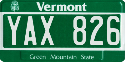 VT license plate YAX826