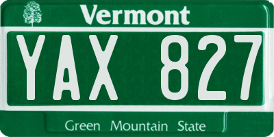 VT license plate YAX827