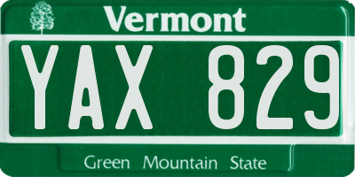 VT license plate YAX829