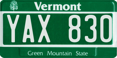 VT license plate YAX830