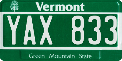 VT license plate YAX833