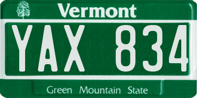 VT license plate YAX834