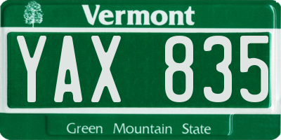 VT license plate YAX835