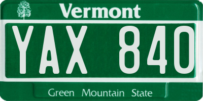 VT license plate YAX840