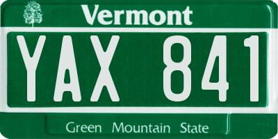 VT license plate YAX841