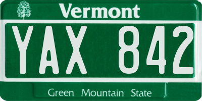 VT license plate YAX842