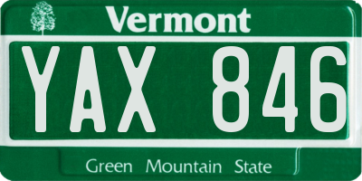 VT license plate YAX846
