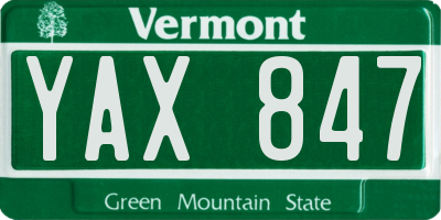 VT license plate YAX847