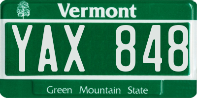 VT license plate YAX848