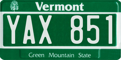 VT license plate YAX851