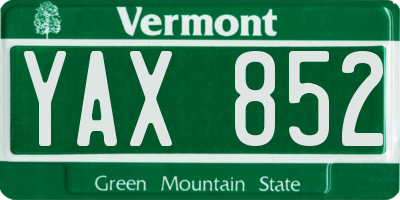VT license plate YAX852